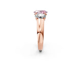 Rose gold Three-Stone Fancy Pink Oval Cut Cut Diamond Ring with Prong Setting and Classic Band_2