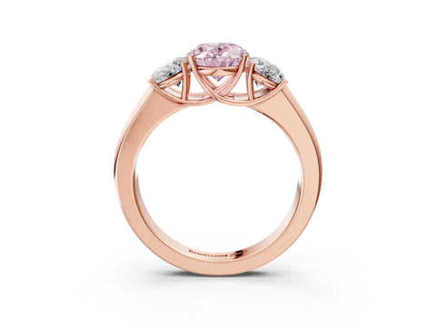 Rose gold Three-Stone Fancy Pink Oval Cut Cut Diamond Ring with Prong Setting and Classic Band_3