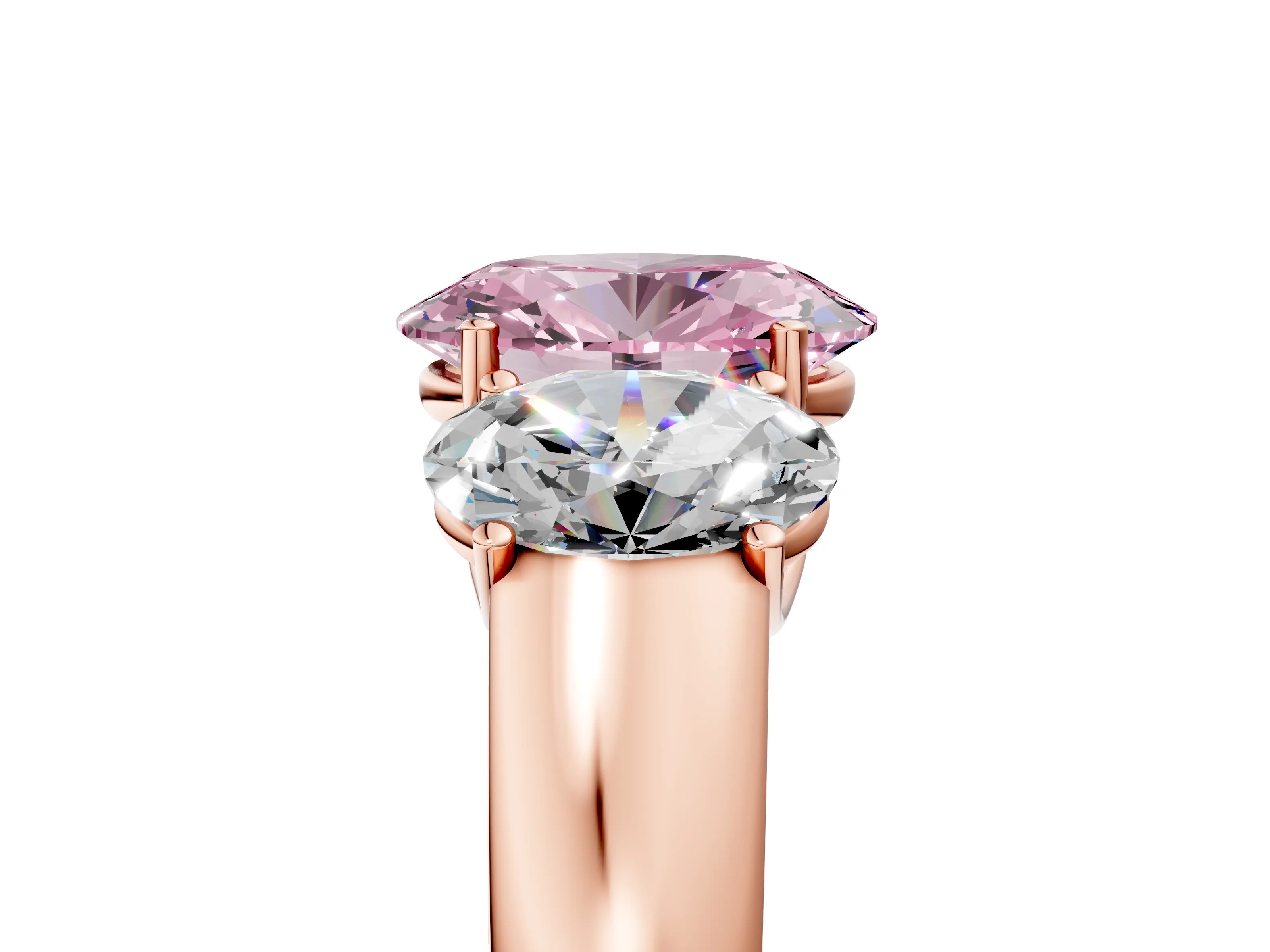 Rose gold Three-Stone Fancy Pink Oval Cut Cut Diamond Ring with Prong Setting and Classic Band_5