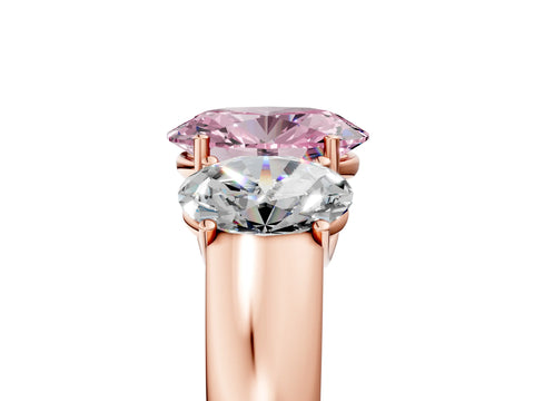 Rose gold Three-Stone Fancy Pink Oval Cut Cut Diamond Ring with Prong Setting and Classic Band_5