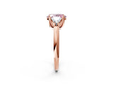 Rose gold Three-Stone Fancy Pink Oval Cut Cut Diamond Ring with Trillion Side Stones and Four-Prong Setting_5