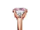 Rose gold Three-Stone Fancy Pink Oval Cut Cut Diamond Ring with Trillion Side Stones and Four-Prong Setting_8
