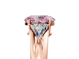 Rose gold Three-Stone Fancy Pink Oval Cut Cut Diamond Ring with Trillion Side Stones on a Split Shank Band_5