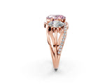 Rose gold Three-Stone Fancy Pink Oval Cut Cut Diamond Split Shank Prong Set Ring_2