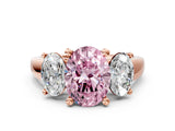 Rose gold Three-Stone Fancy Pink Oval Cut Cut Solitaire Ring with Classic Prong Setting