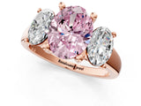 Rose gold Three-Stone Fancy Pink Oval Cut Cut Solitaire Ring with Classic Prong Setting_1