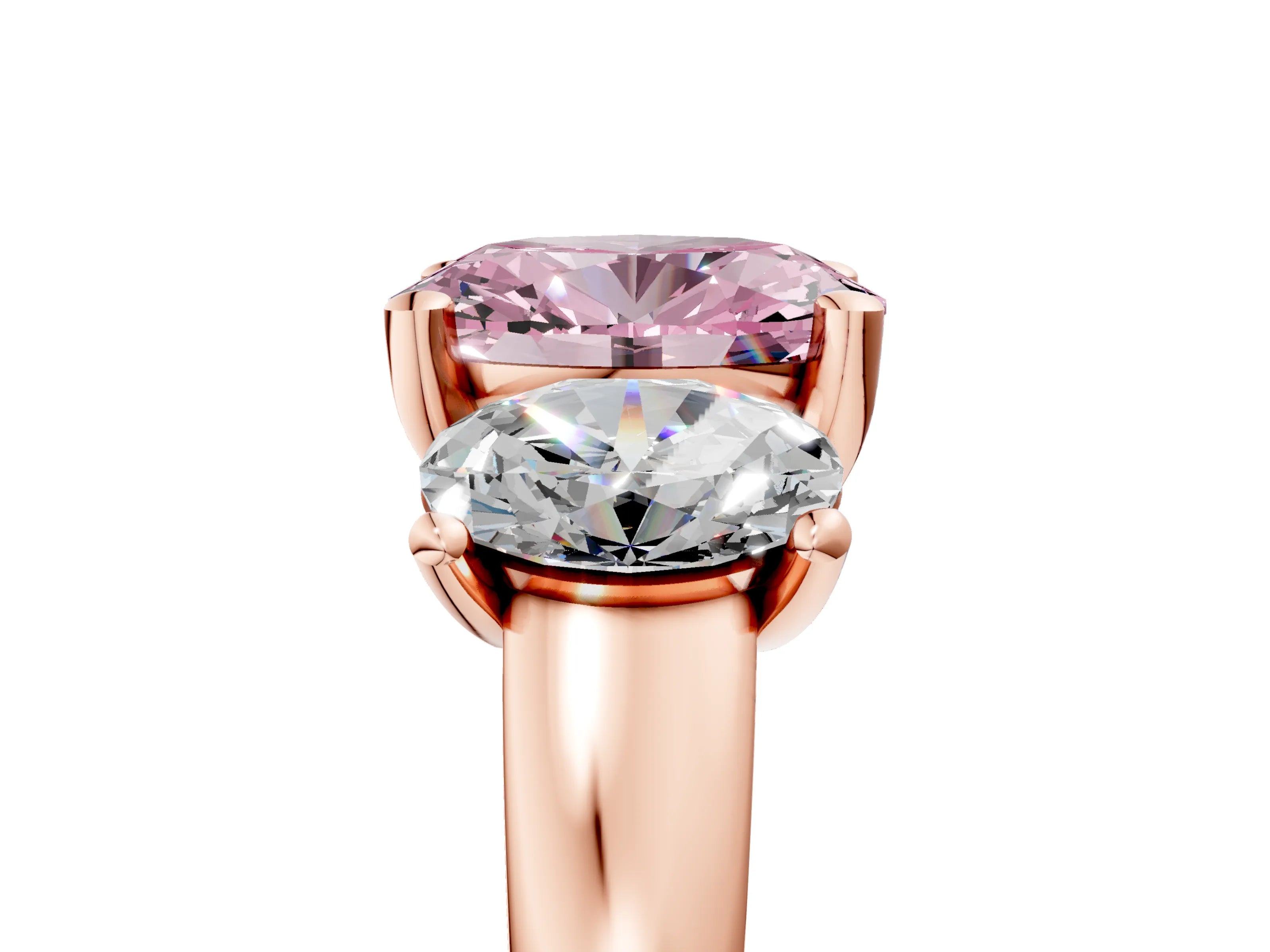 Rose gold Three-Stone Fancy Pink Oval Cut Cut Solitaire Ring with Classic Prong Setting_5