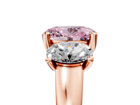 Rose gold Three-Stone Fancy Pink Oval Cut Cut Solitaire Ring with Classic Prong Setting_5