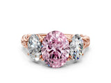 Rose gold Three-Stone Fancy Pink Oval Cut Diamond Braided Band Ring with Four-Prong Setting_40