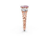 Rose gold Three-Stone Fancy Pink Oval Cut Diamond Braided Band Ring with Four-Prong Setting_42