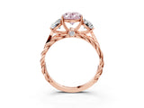 Rose gold Three-Stone Fancy Pink Oval Cut Diamond Braided Band Ring with Four-Prong Setting_43