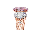 Rose gold Three-Stone Fancy Pink Oval Cut Diamond Braided Band Ring with Four-Prong Setting_45