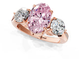 Rose gold Three-Stone Fancy Pink Oval Cut Diamond Channel Set Engagement Ring with Prong Setting_1