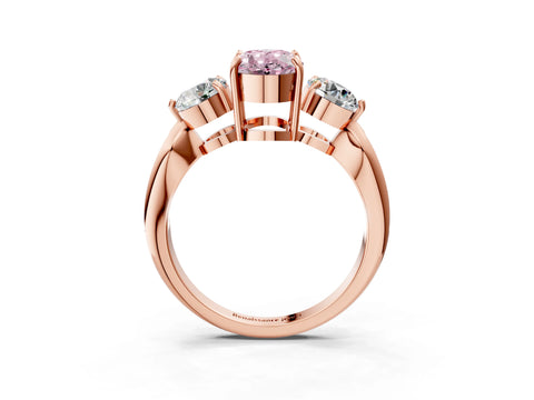 Rose gold Three-Stone Fancy Pink Oval Cut Diamond Channel Set Engagement Ring with Prong Setting_15