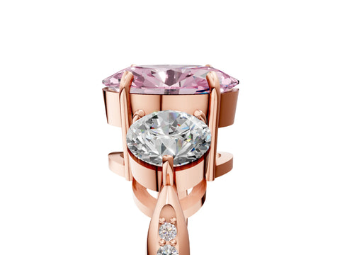 Rose gold Three-Stone Fancy Pink Oval Cut Diamond Channel Set Engagement Ring with Prong Setting_5