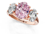 Rose gold Three-Stone Fancy Pink Oval Cut Diamond Engagement Ring with Prong Setting_4