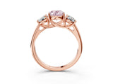Rose gold Three-Stone Fancy Pink Oval Cut Diamond Engagement Ring with Prong Setting_6
