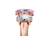 Rose gold Three-Stone Fancy Pink Oval Cut Diamond Engagement Ring with Prong Setting_8