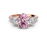 Rose gold Three-Stone Fancy Pink Oval  Cut Diamond Pavé Band with Four-Prong Setting_28