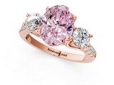 Rose gold Three-Stone Fancy Pink Oval  Cut Diamond Pavé Band with Four-Prong Setting_29