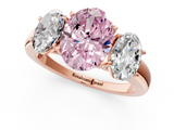 Rose gold Three-Stone Fancy Pink Oval  Cut Diamond Ring with Channel-Set Band and Four-Prong Setting_50