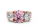 Rose gold Three-Stone Fancy Pink Oval  Cut Diamond Ring with Channel-Set Band and Four-Prong Setting_68