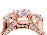 Rose gold Three-Stone Fancy Pink Oval  Cut Diamond Ring with Channel-Set Band and Four-Prong Setting_72