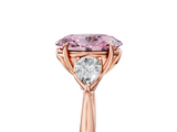 Rose gold Three-Stone Fancy Pink Oval  Cut Diamond Ring with Pear Side Stones in Four-Prong Setting_113