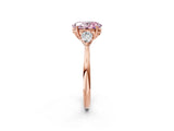Rose gold Three-Stone Fancy Pink Oval Cut Diamond Ring with Pear  Side Stones in Four-Prong Setting_38