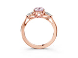 Rose gold Three-Stone Fancy Pink Oval Cut Diamond Ring with Pear  Side Stones in Four-Prong Setting_39