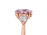Rose gold Three-Stone Fancy Pink Oval Cut Diamond Ring with Pear  Side Stones in Four-Prong Setting_41