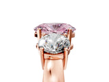 Rose gold Three-Stone Fancy Pink Oval Cut Diamond Ring with Round Side Stones, Classic Band, and Four-Prong Setting_5