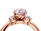 Rose gold Three-Stone Fancy Pink Oval  Cut Diamond Solitaire with Prong Setting and Classic Band_66