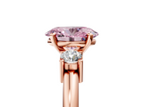 Rose gold Three-Stone Fancy Pink Oval  Cut Diamond Solitaire with Prong Setting and Classic Band_67