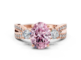 Rose gold Three-Stone Fancy Pink Oval  Cut Diamond Twist Band with Prong Setting_39