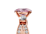 Rose gold Three-Stone Fancy Pink Oval  Cut Diamond Twist Band with Prong Setting_44