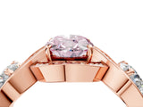Rose gold Three-Stone Fancy Pink Oval Cut Diamond Wave Pave Band with Prong Setting_4