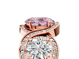 Rose gold Three-Stone Fancy Pink Oval Cut Diamond Wave Pave Band with Prong Setting_5