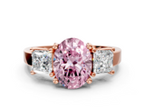 Rose gold Three-Stone Fancy Pink Oval  Cut Solitaire Ring with Prong Setting_3