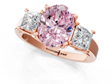 Rose gold Three-Stone Fancy Pink Oval  Cut Solitaire Ring with Prong Setting_4