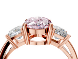 Rose gold Three-Stone Fancy Pink Oval  Cut Solitaire Ring with Prong Setting_7
