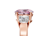 Rose gold Three-Stone Fancy Pink Oval  Cut Solitaire Ring with Prong Setting_8