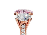 Rose gold Three-Stone Fancy Pink Oval  Diamond Milgrain Pave Band with Prong Setting 5