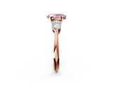 Rose gold Three-Stone Fancy Pink Oval  Diamond Ring with Pear Side Stones in Four-Prong Setting_44
