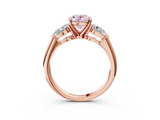 Rose gold Three-Stone Fancy Pink Oval  Diamond Ring with Pear Side Stones in Four-Prong Setting_45