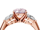 Rose gold Three-Stone Fancy Pink Oval  Diamond Ring with Pear Side Stones in Four-Prong Setting_46
