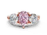 Rose gold Three-Stone Fancy Pink Pear  Brilliant Cut Solitaire Ring with Prong Setting on a Classic Band 2