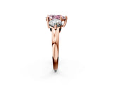 Rose gold Three-Stone Fancy Pink Pear  Brilliant Cut Solitaire Ring with Prong Setting on a Classic Band 4