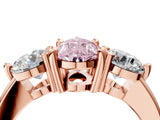 Rose gold Three-Stone Fancy Pink Pear  Brilliant Cut Solitaire Ring with Prong Setting on a Classic Band