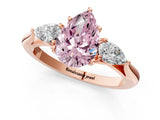 Rose gold Three-Stone Fancy Pink Pear Cut Brilliant Diamond Solitaire Ring with Tapered Band and Four-Prong Setting_4